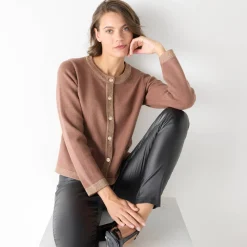 Cardigan met goudkleurige knopen, glanzende details