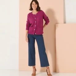 Cardigan met knoopsluiting en zakken, fantasietricot