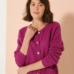 Cardigan met knoopsluiting en zakken, fantasietricot