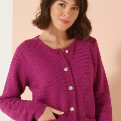 Cardigan met knoopsluiting en zakken, fantasietricot