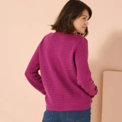 Cardigan met knoopsluiting en zakken, fantasietricot