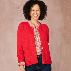 Cardigan met knoopsluiting en zakken, fantasietricot