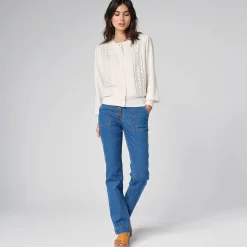 Cardigan met knoopsluiting, ajourtricot