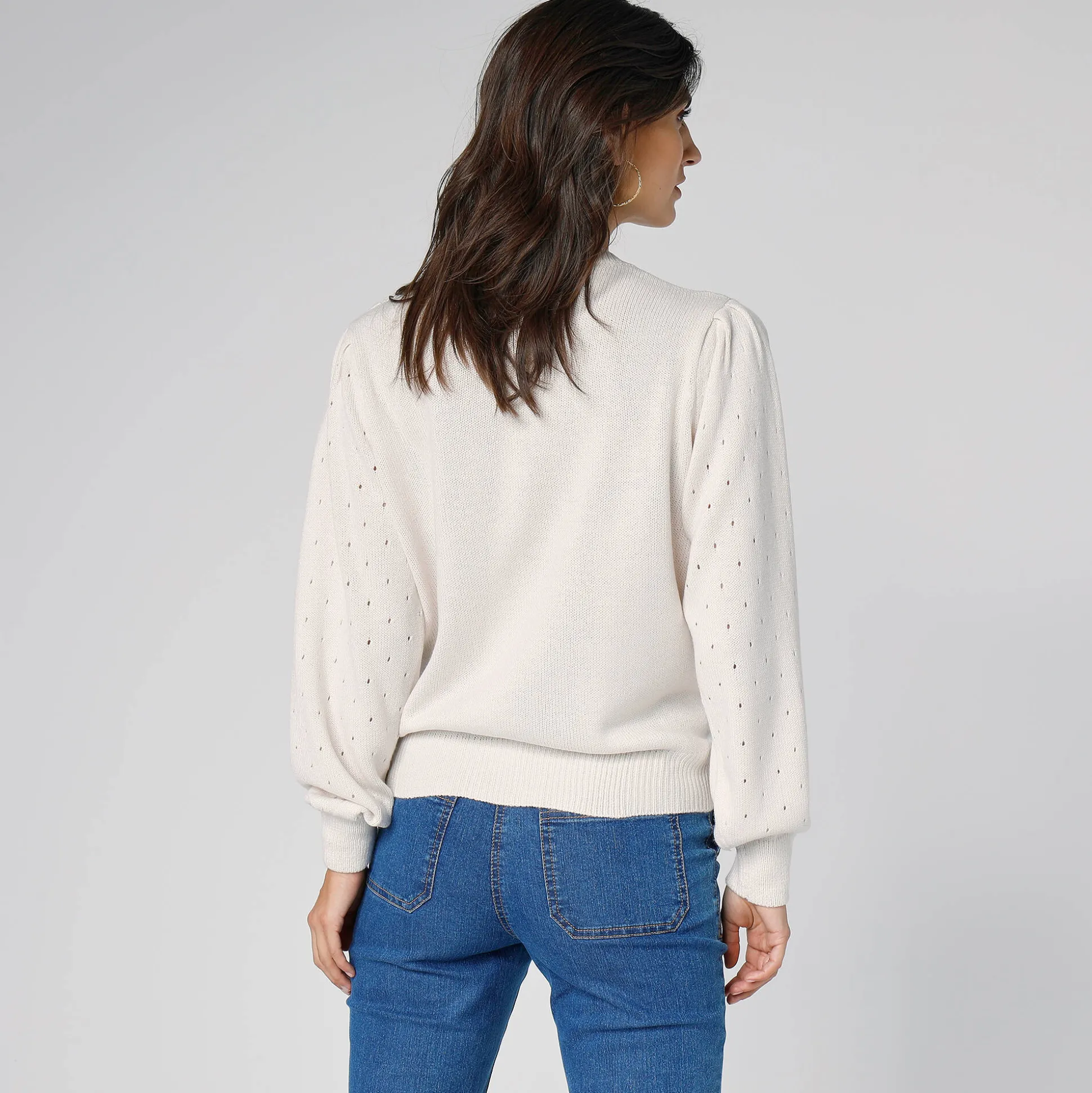 Cardigan met knoopsluiting, ajourtricot