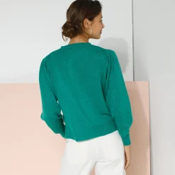Cardigan met knoopsluiting, ajourtricot