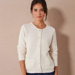 Cardigan met knoopsluiting en zakken, fantasietricot