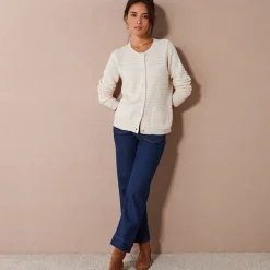 Cardigan met knoopsluiting en zakken, fantasietricot