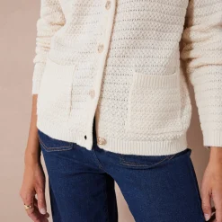 Cardigan met knoopsluiting en zakken, fantasietricot