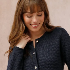 Cardigan met knoopsluiting en zakken, fantasietricot