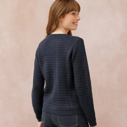 Cardigan met knoopsluiting en zakken, fantasietricot