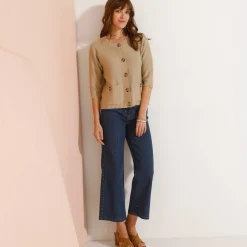 Cardigan met knoopsluiting en zakken, mouwen op ellebooglengte