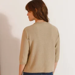 Cardigan met knoopsluiting en zakken, mouwen op ellebooglengte