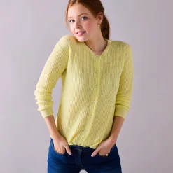Cardigan met parelknopen en mohairtouch