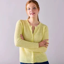 Cardigan met parelknopen en mohairtouch