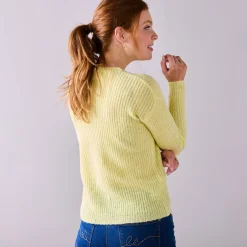 Cardigan met parelknopen en mohairtouch