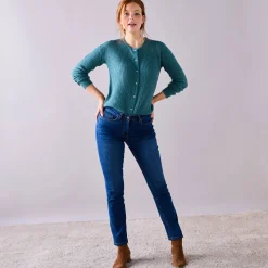 Cardigan met parelknopen en mohairtouch