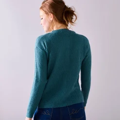 Cardigan met parelknopen en mohairtouch