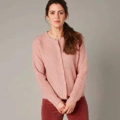 Cardigan met parelknopen en mohairtouch