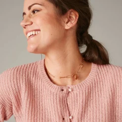 Cardigan met parelknopen en mohairtouch