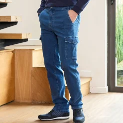 Cargojeans met elastische tailleband opzij