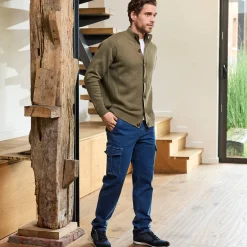 Cargojeans met elastische tailleband opzij