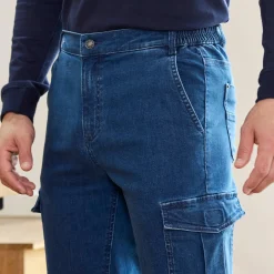 Cargojeans met elastische tailleband opzij