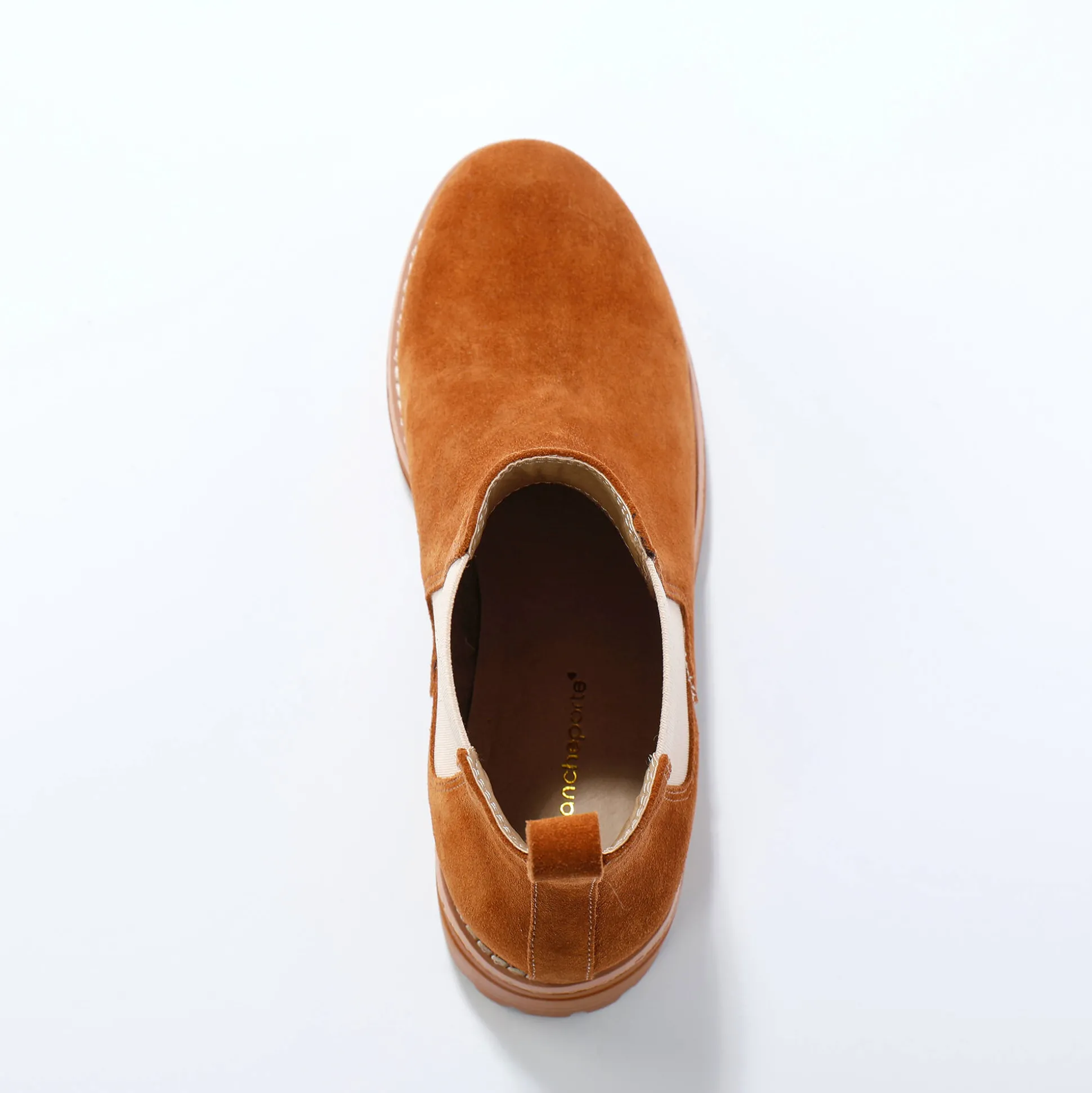 Chelsea boots in splitleer, dikke, geribbelde zool