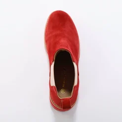 Chelsea boots in splitleer, dikke, geribbelde zool