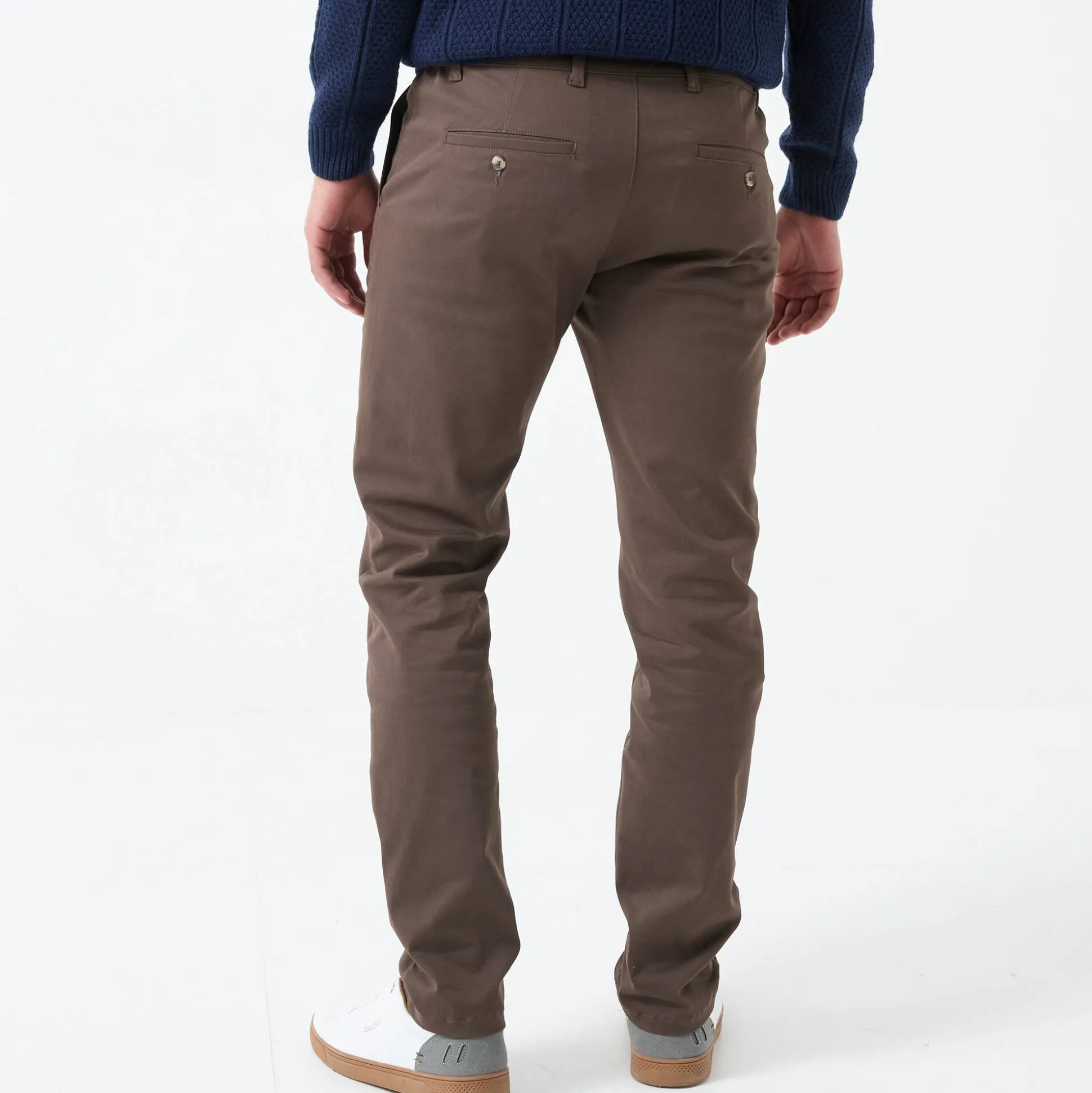 Chino broek met elastische tailleband opzij