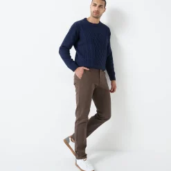 Chino broek met elastische tailleband opzij