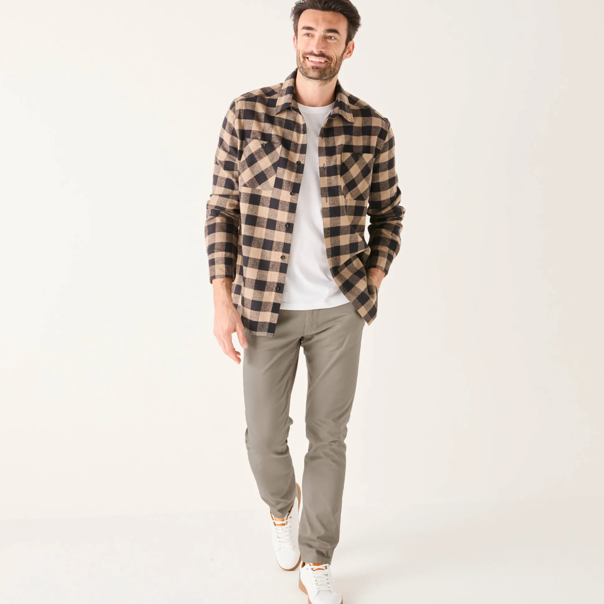 Chino broek met elastische tailleband opzij