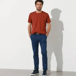 Chino broek met elastische tailleband opzij