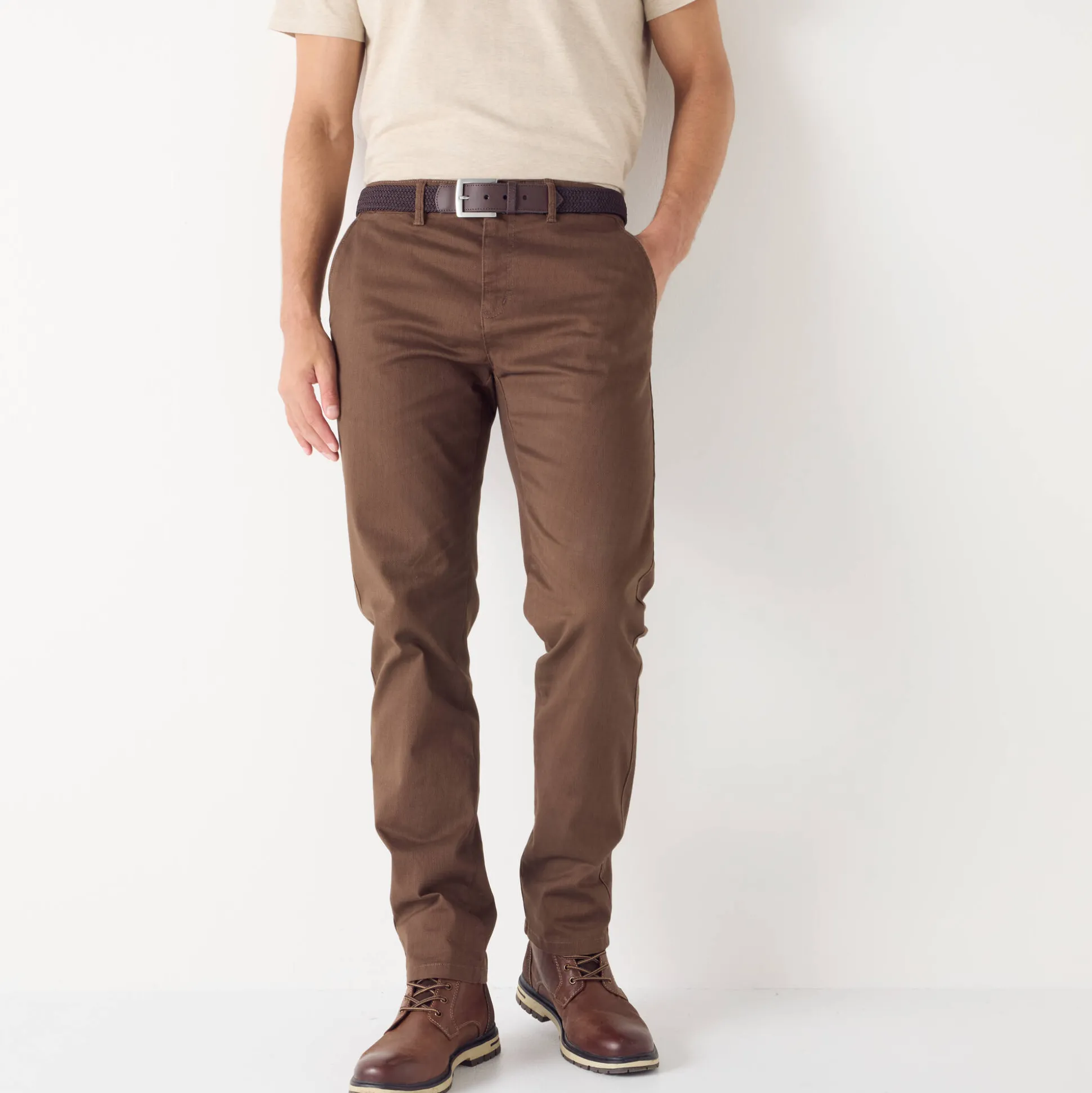 Chinobroek, gabardine met fantasieprint