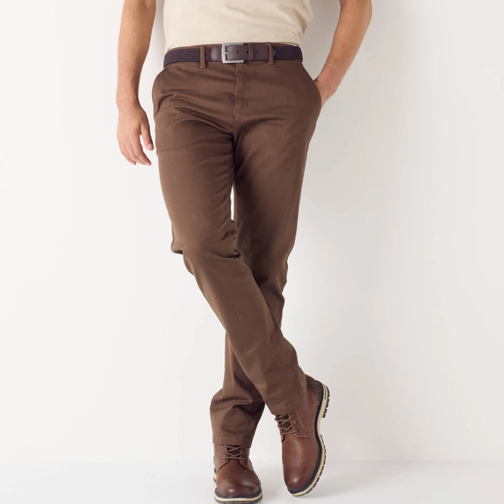 Chinobroek, gabardine met fantasieprint