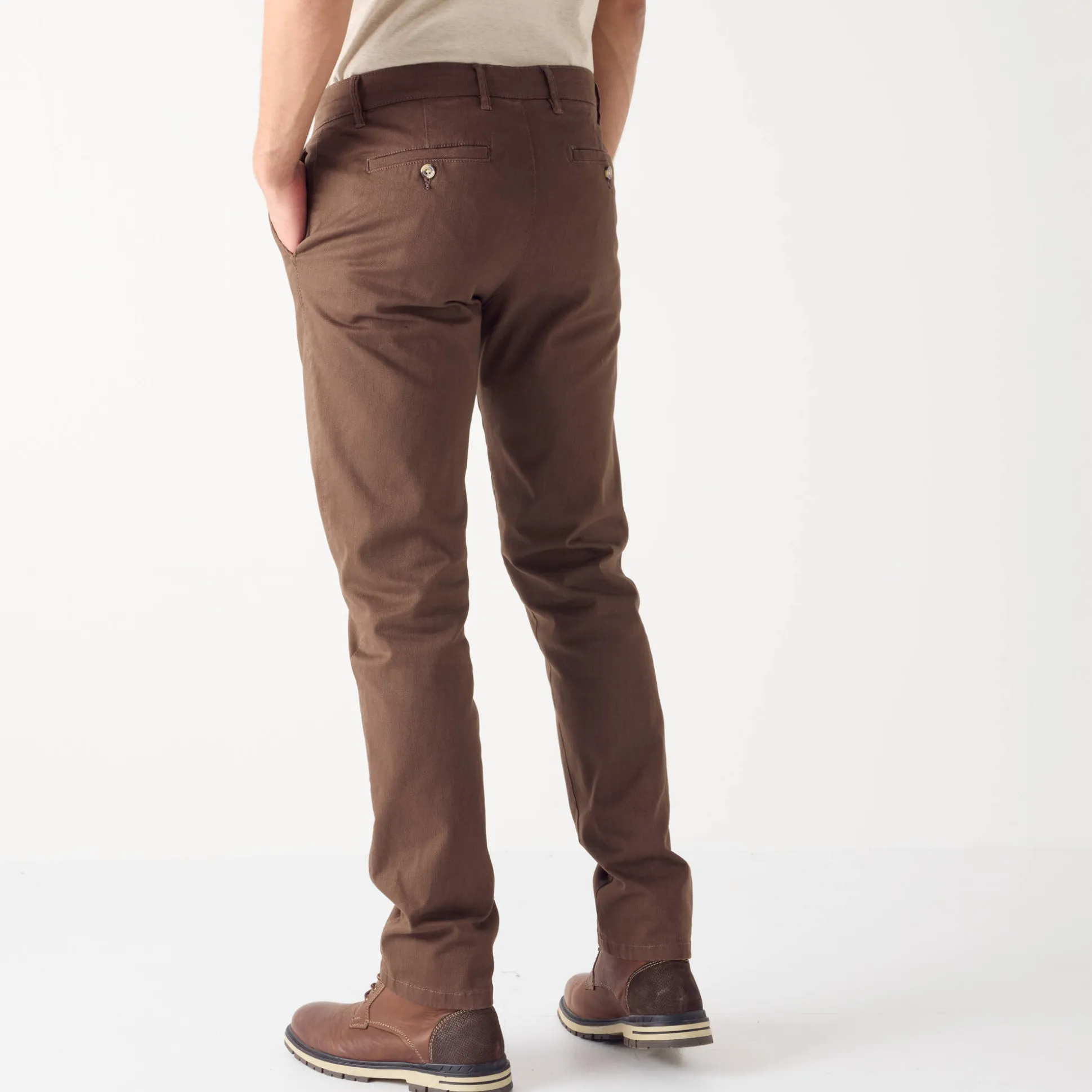 Chinobroek, gabardine met fantasieprint