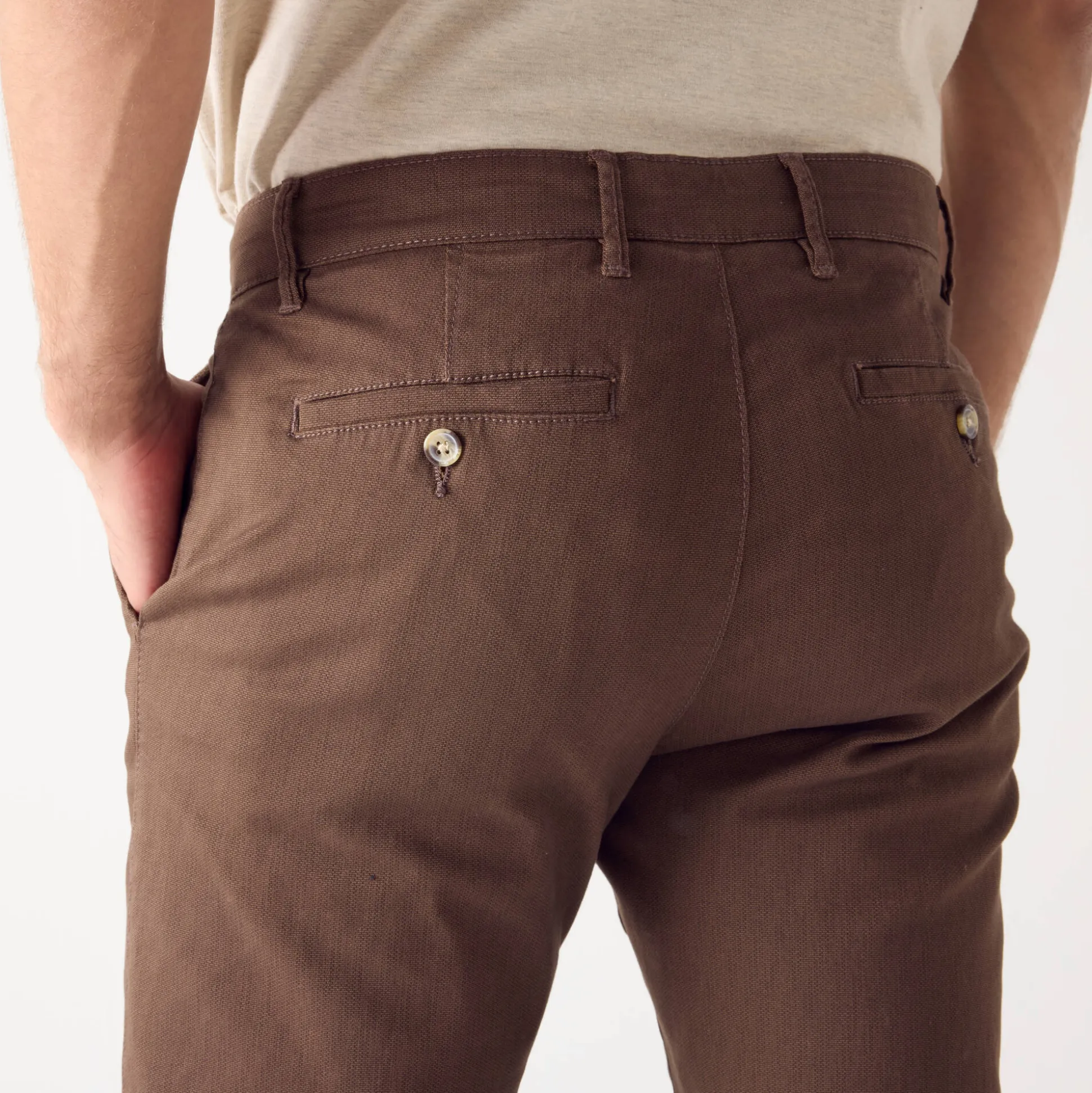 Chinobroek, gabardine met fantasieprint