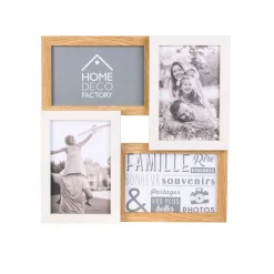 Collagekader voor 4 foto's in hout en wit