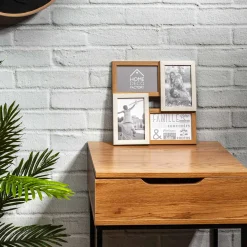 Collagekader voor 4 foto's in hout en wit
