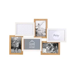 Collagekader voor 6 foto's in hout en wit