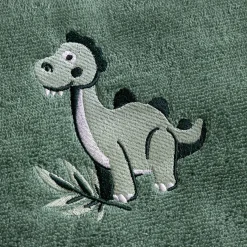 Collectie geborduurd kinderbadlinnen in katoen met dinosaurusmotief, personaliseerbaar - 380 g/m2