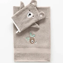 Collectie in badstof voor kinderen, geborduurd beertjesmotief, katoen - 380 g/m2