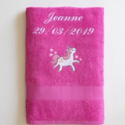 Collectie in badstof voor kids, geborduurde eenhoorn, gepersonaliseerd