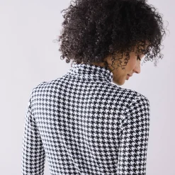 Coltrui met opstaande kraag en pied-de-poule print, stretch