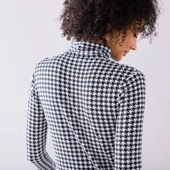 Coltrui met opstaande kraag en pied-de-poule print, stretch