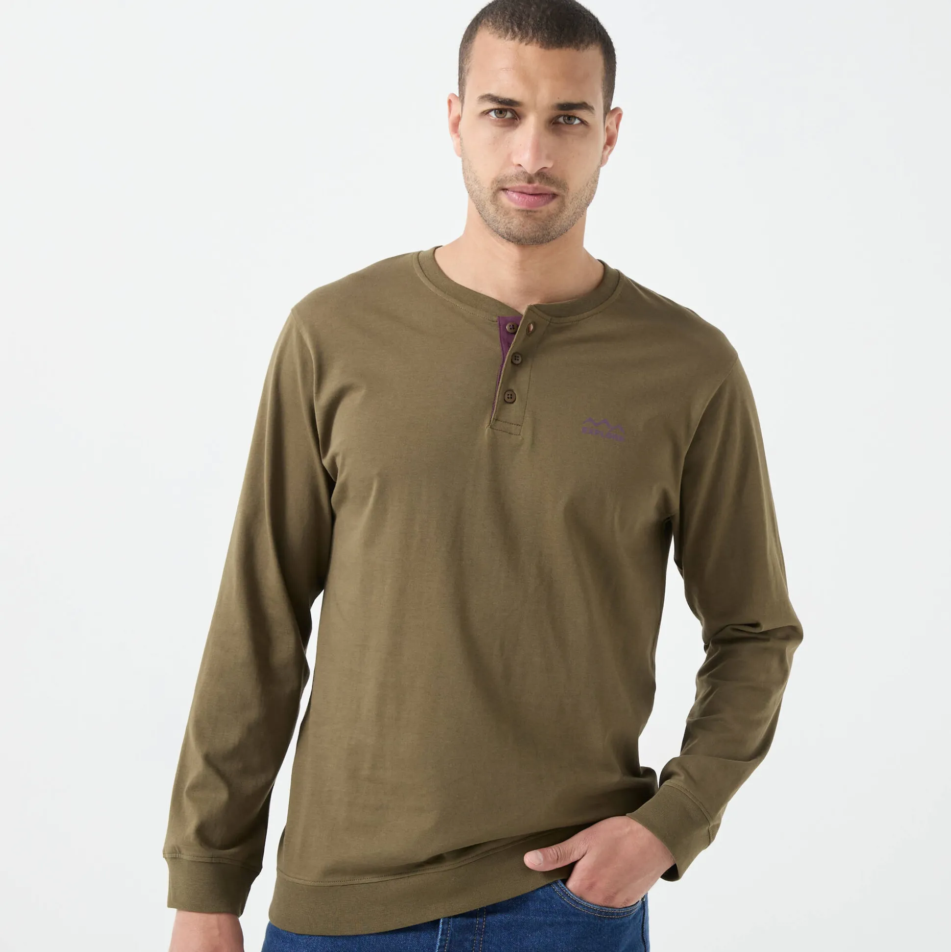 Comfortabel Henley T-shirt met lange mouwen - set van 2