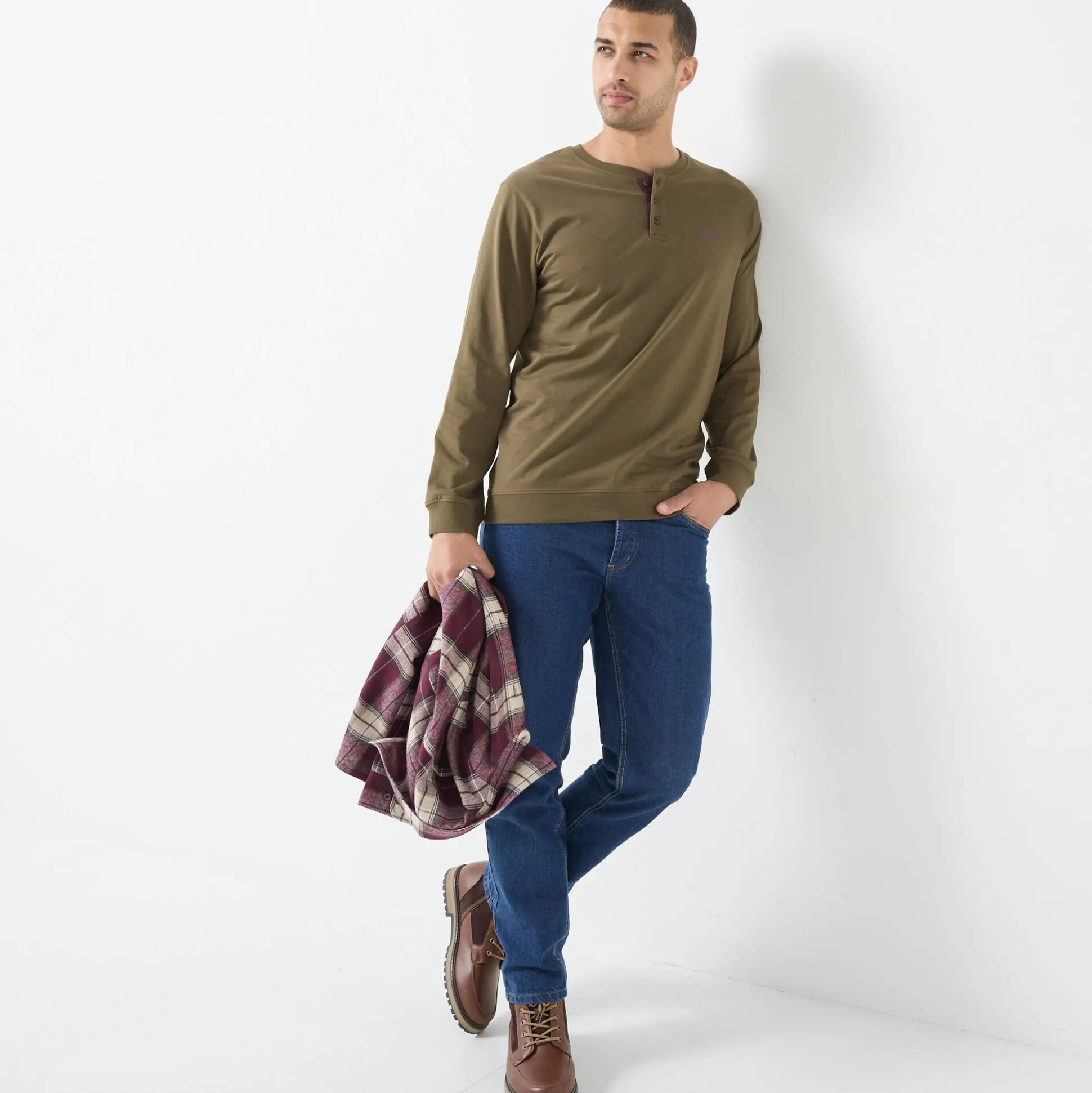 Comfortabel Henley T-shirt met lange mouwen - set van 2