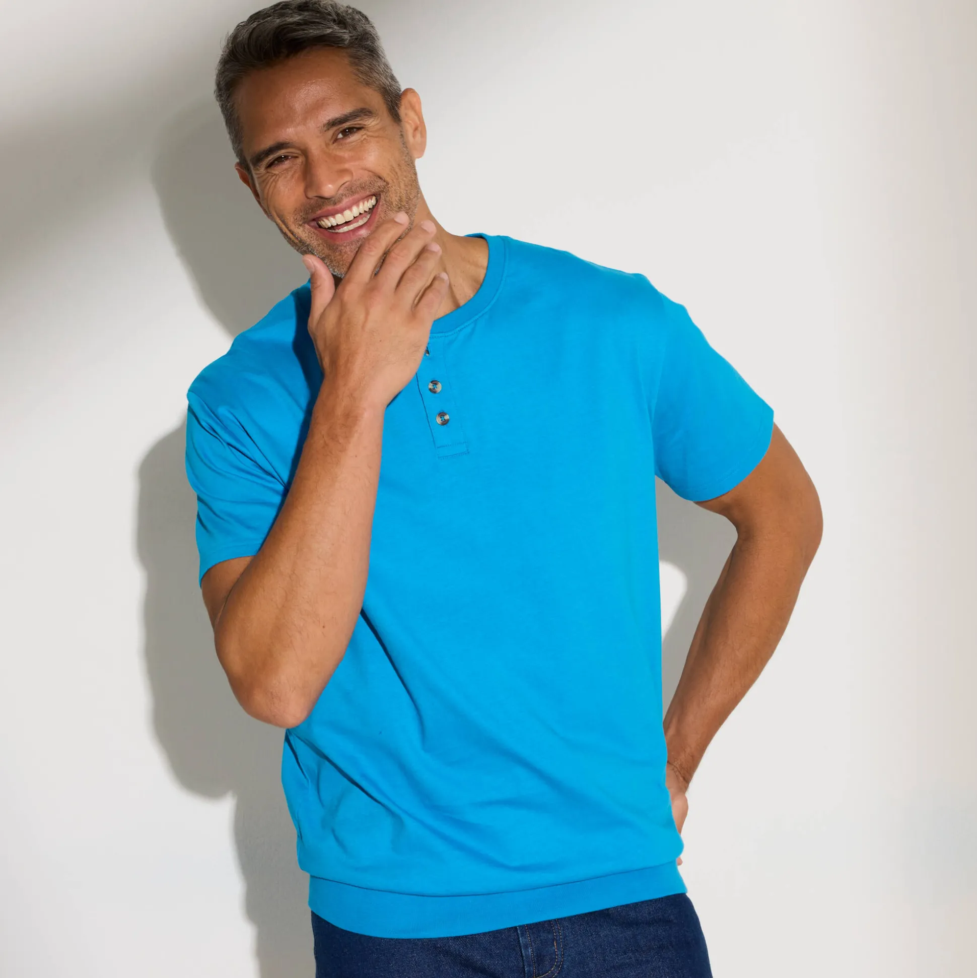 Comfortabel Henley T-shirt met korte mouwen - biologisch katoen