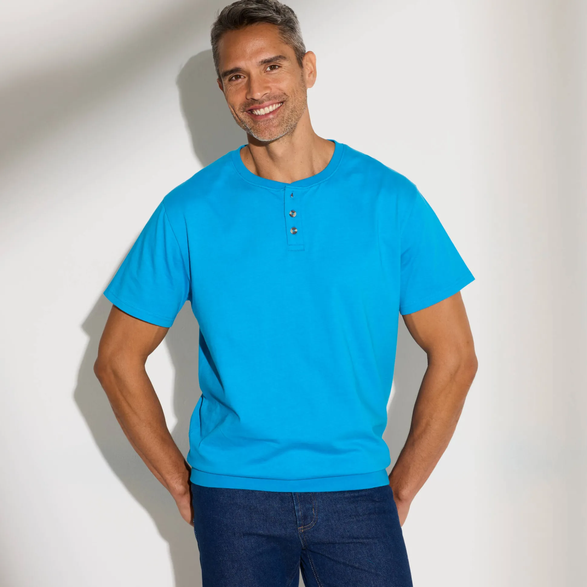 Comfortabel Henley T-shirt met korte mouwen - biologisch katoen