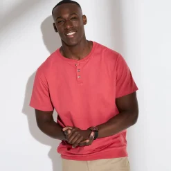 Comfortabel Henley T-shirt met korte mouwen - biologisch katoen