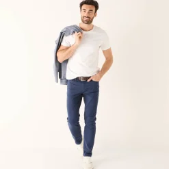 Comfortabele broek met 5 zakken en elastische tailleband, in gabardine - L32